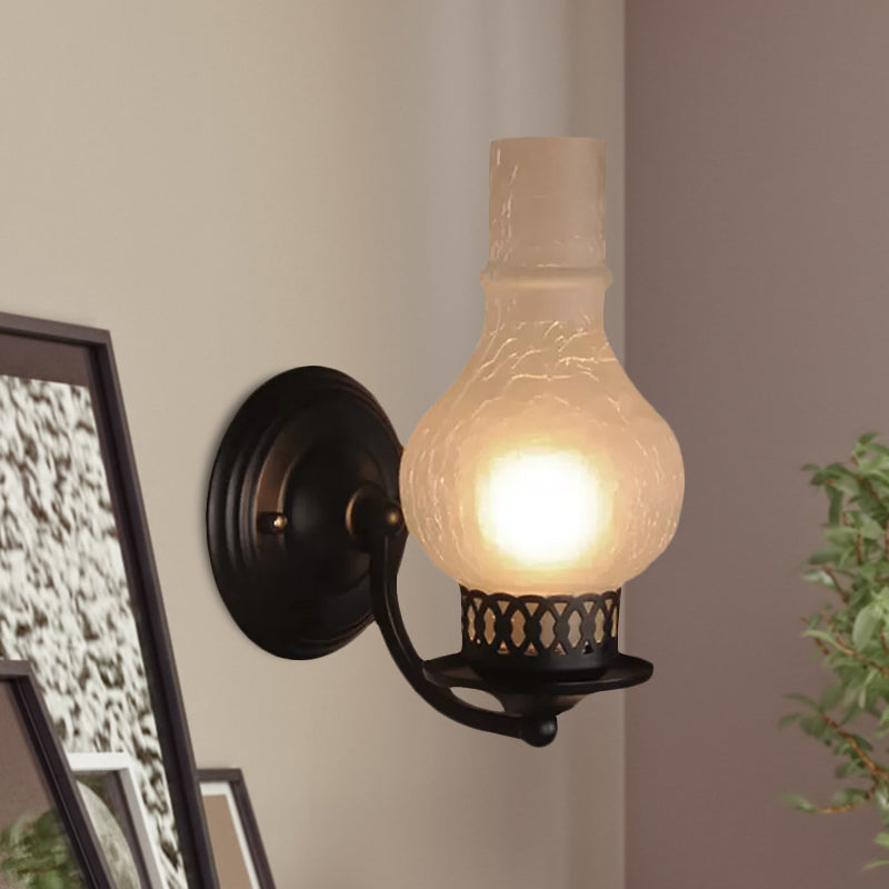Frendorf | 1 Glühbirne Vase Schirm Wandmontierte Lichtarmatur Rustikal Weiß/Amber Spritzglas Beleuchtung für Flur