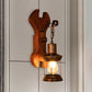 Rust Eins Licht Wandleuchte Küstliche Klare Glas Laterne Beleuchtung Fixture mit Holz Rückplatte