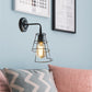 Frendorf | Vintage Style Conic Cage Wandlamp met Gebogen Arm 1 Licht Metaal Wandlamp in Zwart/Wit