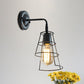 Frendorf | Vintage Style Conic Cage Wandlamp met Gebogen Arm 1 Licht Metaal Wandlamp in Zwart/Wit