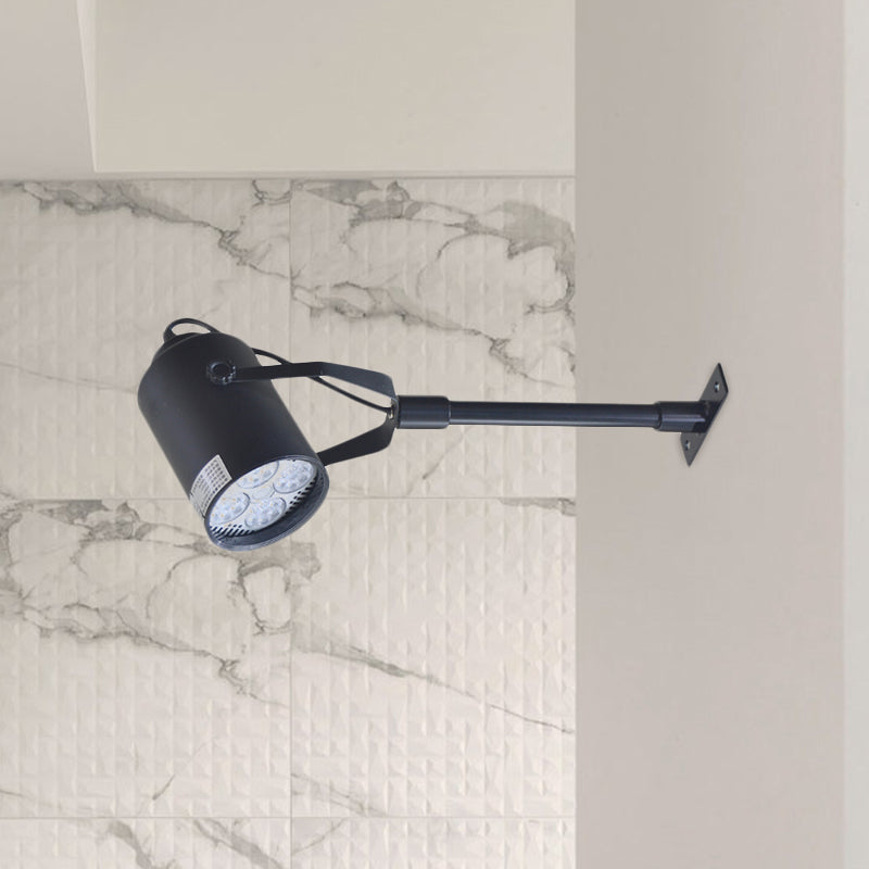 Frendorf | LED Drehbarer Zylinder Wandbeleuchtung Industrieller Stil Schwarzes Metall Mini Wandlampe für Restaurant