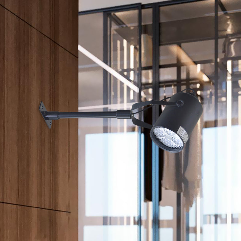 Frendorf | LED Drehbarer Zylinder Wandbeleuchtung Industrieller Stil Schwarzes Metall Mini Wandlampe für Restaurant