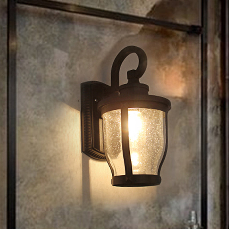 Frendorf | Gezaaid Glazen Gevangen Wandlamp Industrieel 1 Licht Eetkamer Verlichtingsarmatuur in Zwart