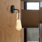 Frendorf | Messing/Koper Open Glühbirne Wandlamp met Gebogen Arm Industriële Stijl Metaal 1 Licht Nachtkastje Wandverlichting