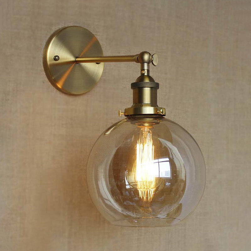 Frendorf | Klarer Glaskugel Wandbeleuchtung Industrie Stil 1 Licht Schlafzimmer Wandleuchte Leuchte