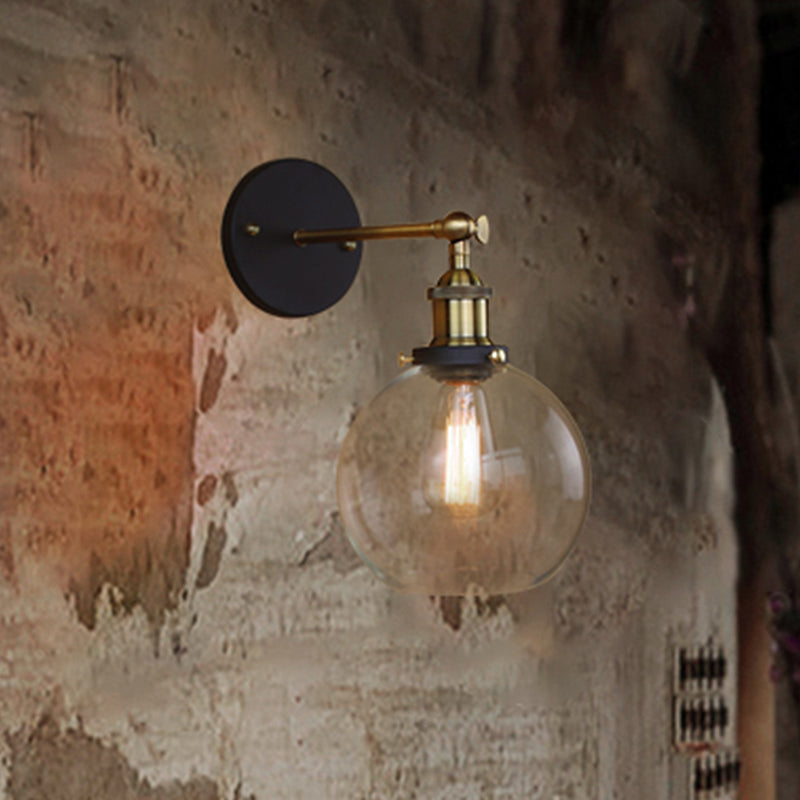 Frendorf | Sferische Woonkamer Wandlamp Fixture Industrieel Helder Glas 1 Lichts Brass Wandlamp