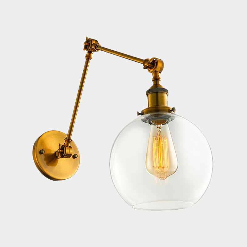 Frendorf | Messing Ein Licht Wandlampe Vintage Klarglas Sphärische Beleuchtungseinrichtung für Schlafzimmer