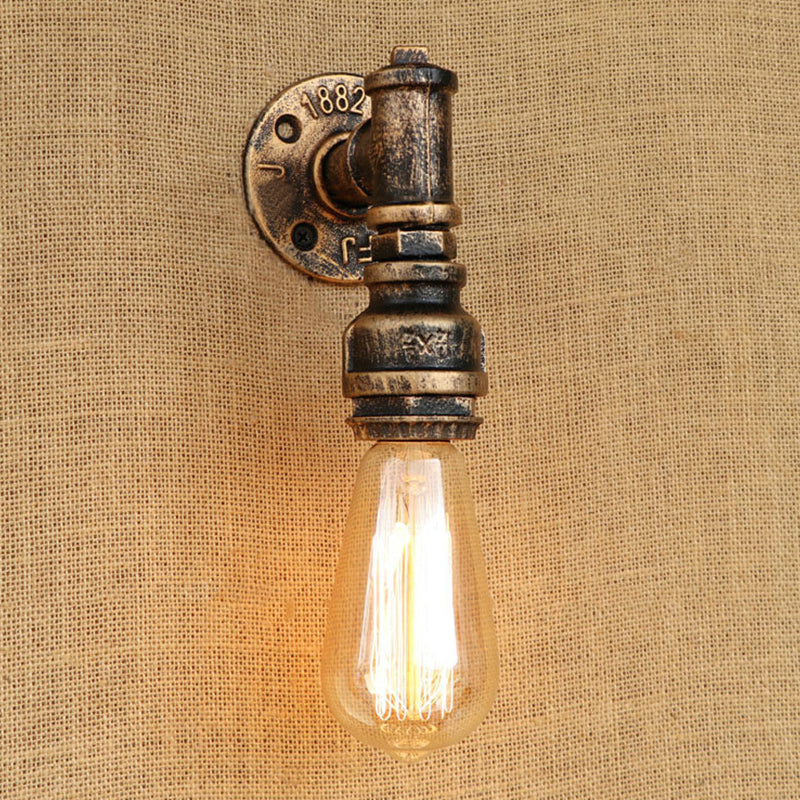 Frendorf | 1 Glühbirne Wand Sconce Beleuchtung mit Wasserrohr Metall Schirm Rustikal Industrie Wohnzimmer Wandlampe in Bronze
