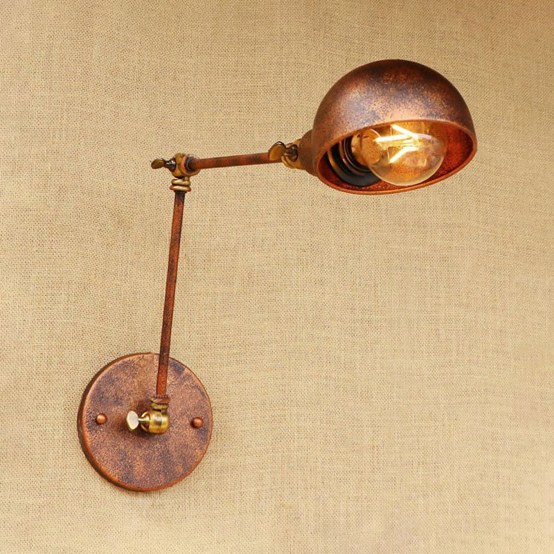 Frendorf | Wrought Iron Rost Wandverlichting met Koepelvormige Schaduw 1 Hoofds Boerderij Binnen Verstelbare Wandlamp