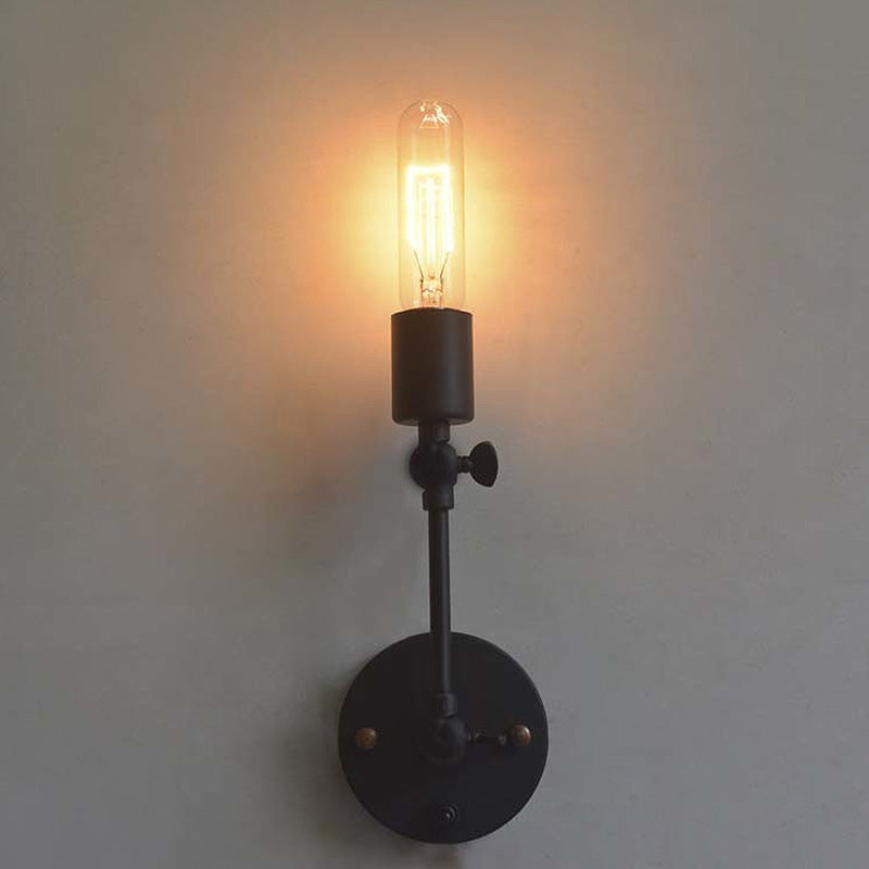 Frendorf | Industriële Open Peervormige Wandlamp Fixture 1 Hoofds Metaal Verstelbare Wandverlichting in Zwart voor Gang