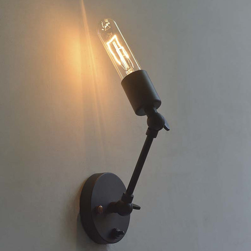 Frendorf | Industriële Open Peervormige Wandlamp Fixture 1 Hoofds Metaal Verstelbare Wandverlichting in Zwart voor Gang