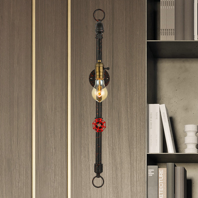 Frendorf | Dunkelrost Rohr Wandbeleuchtung mit Ventil Vintage Stilvolles Metall 1 Licht Wohnzimmer Wandleuchte