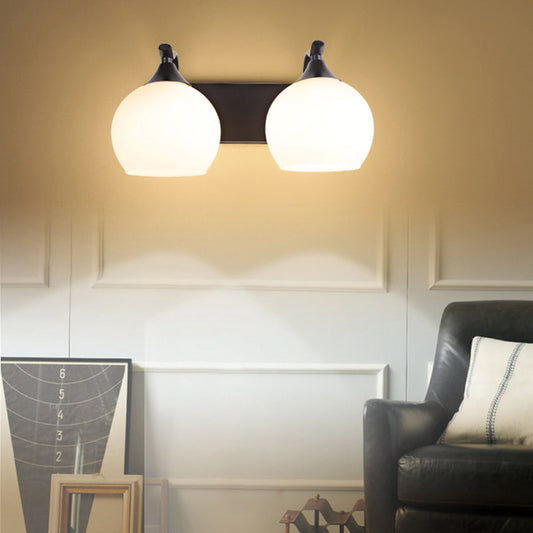 Frendorf | 2 Lichter Frosted Glas Wand Sconce Licht Industrie Schwarz Blase Wohnzimmer Beleuchtung Leuchte