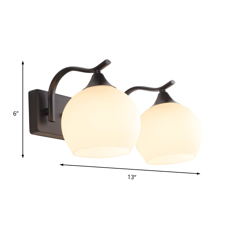 Frendorf | 2 Lichter Frosted Glas Wand Sconce Licht Industrie Schwarz Blase Wohnzimmer Beleuchtung Leuchte