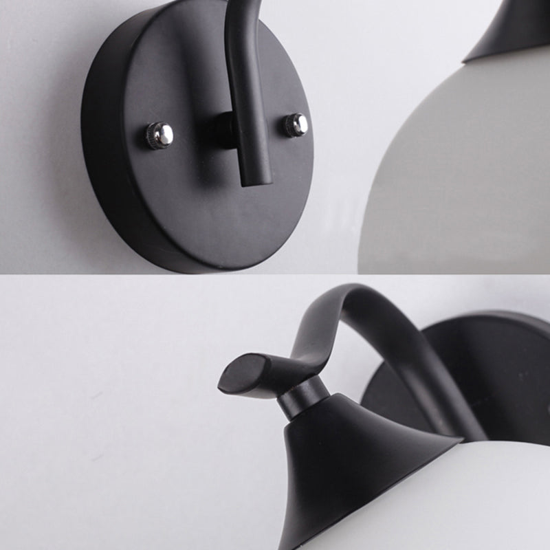 Frendorf | 2 Lichter Frosted Glas Wand Sconce Licht Industrie Schwarz Blase Wohnzimmer Beleuchtung Leuchte