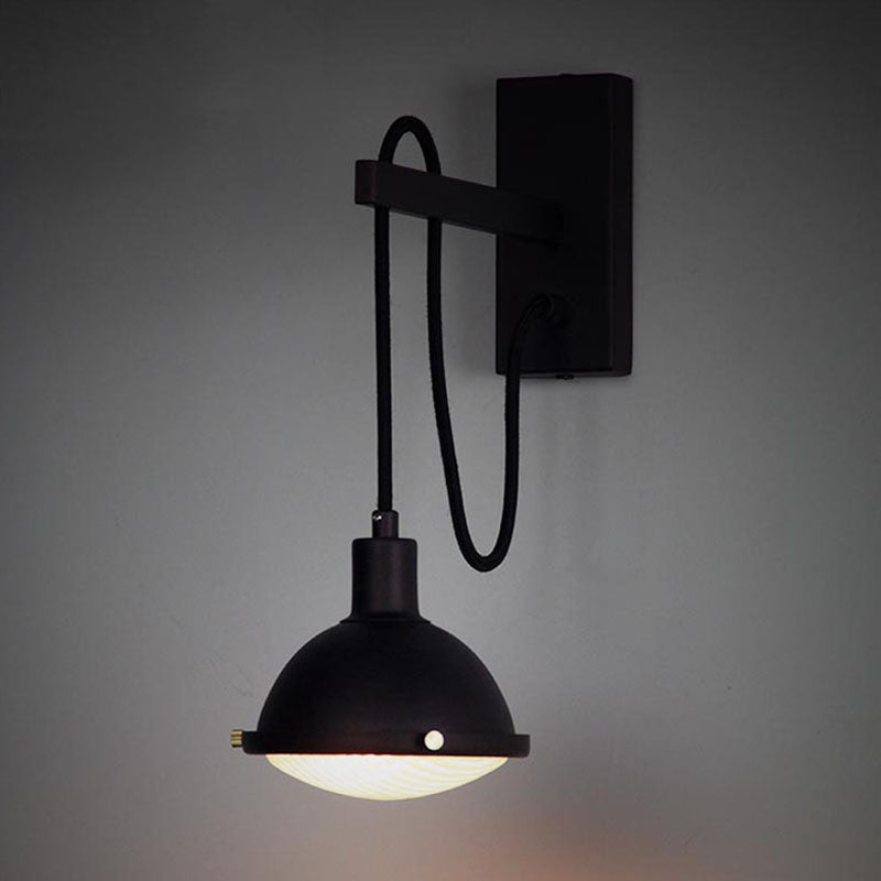 Frendorf | 1 Licht Wandverlichting Boerderij Kom Schaduw Metallic Wandlamp in Zwart voor Eetkamer