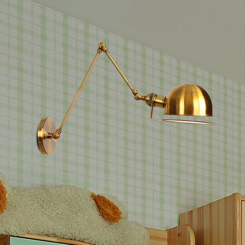 Frendorf | 1 Licht Swing Arm Wandverlichting Vintage Stijl Messing/Koper Metalen Wandmontage Licht met Kom Shade