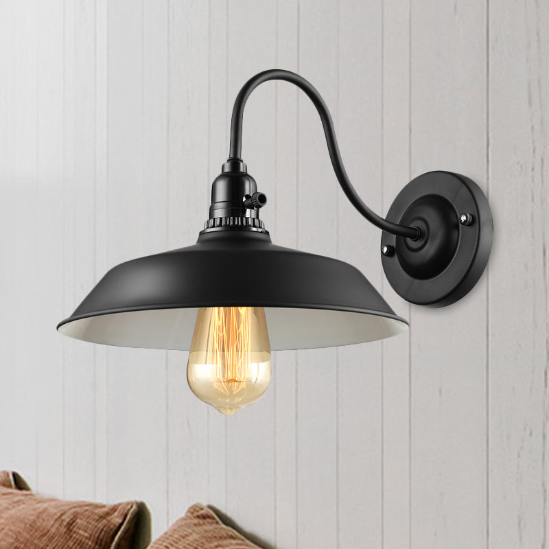 Frendorf | Metallische Scheunenlampe Wandlampe mit Flexarm Industrie 1 Glühbirne Schlafzimmer Wandbeleuchtung in Schwarz