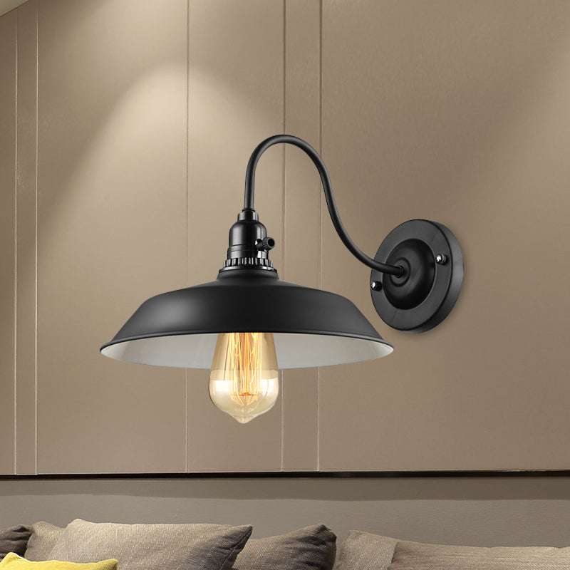 Frendorf | Metallische Scheunenlampe Wandlampe mit Flexarm Industrie 1 Glühbirne Schlafzimmer Wandbeleuchtung in Schwarz
