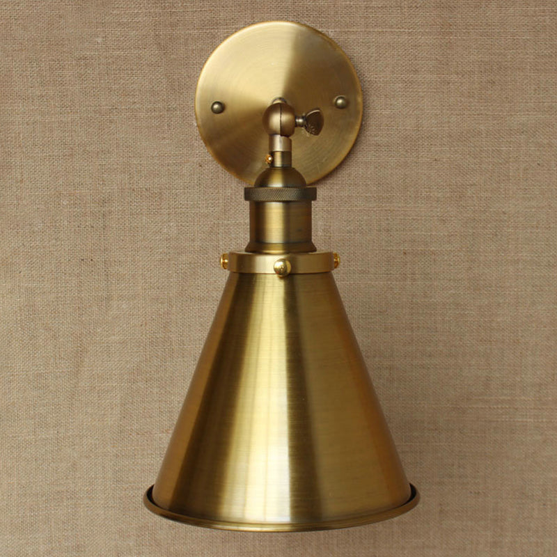 Frendorf | Konisch Wohnzimmer Wandbeleuchtung Industriestil Metallisch 1 Kopf Messing/Bronze Wandmontage Licht