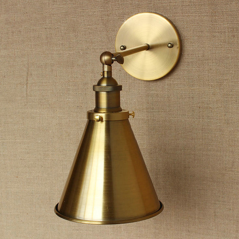 Frendorf | Konisch Wohnzimmer Wandbeleuchtung Industriestil Metallisch 1 Kopf Messing/Bronze Wandmontage Licht