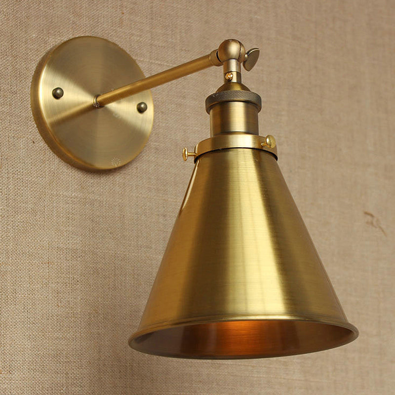 Frendorf | Konisch Wohnzimmer Wandbeleuchtung Industriestil Metallisch 1 Kopf Messing/Bronze Wandmontage Licht