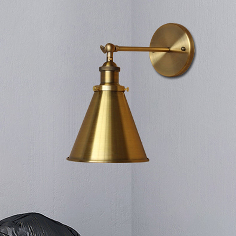 Frendorf | Konisch Wohnzimmer Wandbeleuchtung Industriestil Metallisch 1 Kopf Messing/Bronze Wandmontage Licht