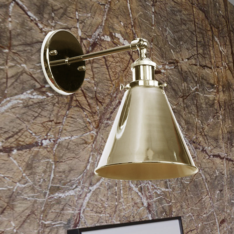 Frendorf | Konisch Wohnzimmer Wandbeleuchtung Industriestil Metallisch 1 Kopf Messing/Bronze Wandmontage Licht