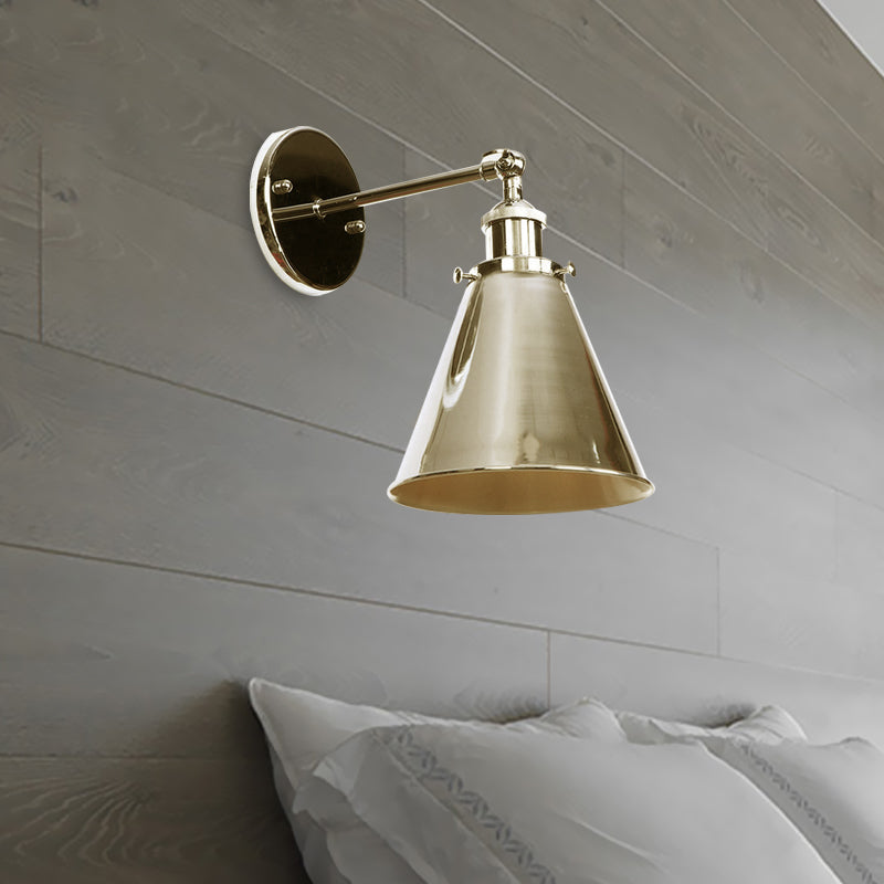 Frendorf | Konisch Wohnzimmer Wandbeleuchtung Industriestil Metallisch 1 Kopf Messing/Bronze Wandmontage Licht