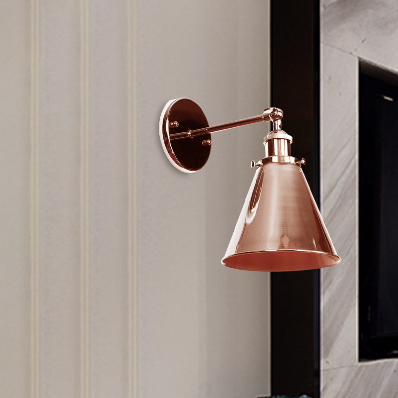 Frendorf | Konisch Wohnzimmer Wandbeleuchtung Industriestil Metallisch 1 Kopf Messing/Bronze Wandmontage Licht