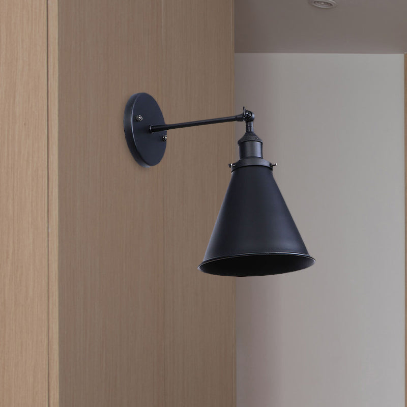 Schwarz/Rost 1 Kopf Wandlampe Landhausstil Schmiedeeisen konisch verstellbare Wandleuchte für den Außenbereich