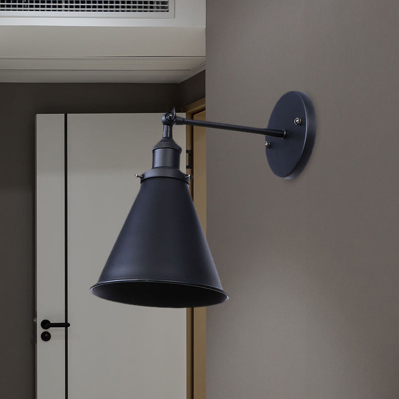 Schwarz/Rost 1 Kopf Wandlampe Landhausstil Schmiedeeisen konisch verstellbare Wandleuchte für den Außenbereich