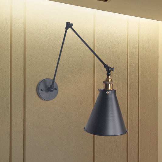 Frendorf | Tapered Schlafzimmer Wandmontage Licht Loft Stil Metallisch 1 Kopf Schwarz/Weiß Verstellbare Wandleuchtenarmatur