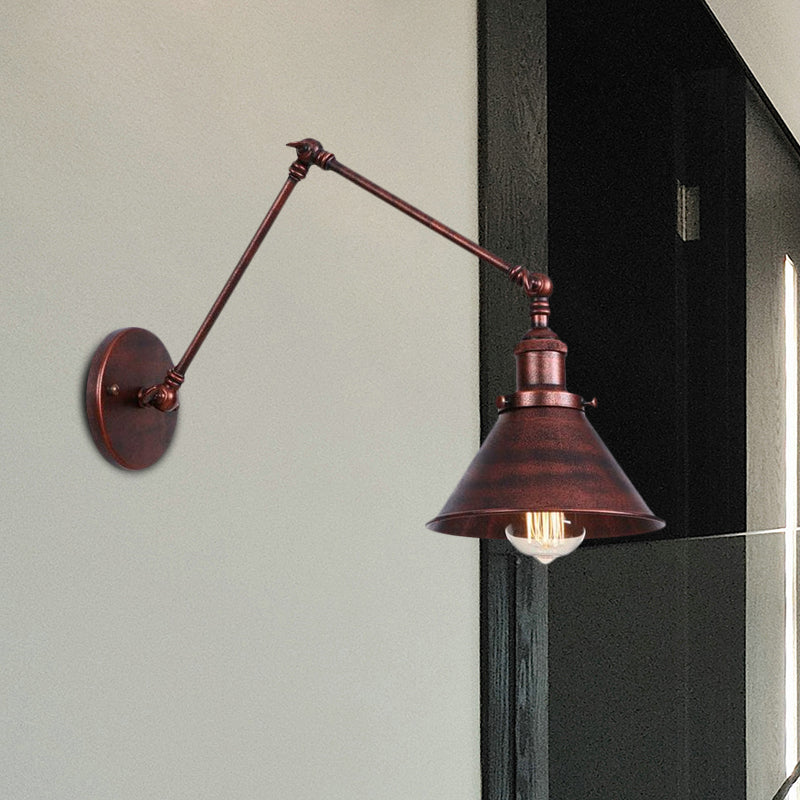 Conic Study Room Wandlampe Industrial Metallic 1 Birne Schwarz/Messing Wandleuchte mit Schwenkarm