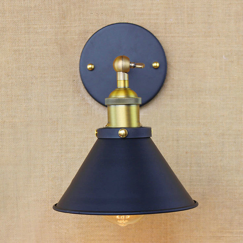 Frendorf | 1 Licht Kegelförmige Wandlampe Industriestil Messing Metall Wandbeleuchtung für Wohnzimmer, 7"/10" Breite