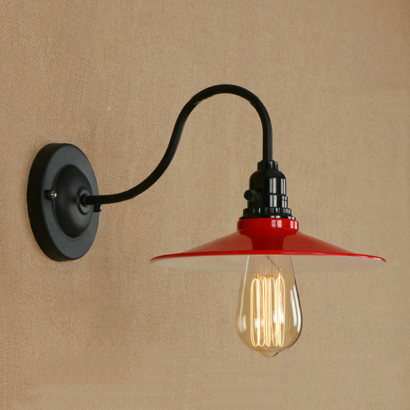Frendorf | Vintage-Stil Flared Wandleuchte mit Gänsekopfarm 1 Licht Metall Wandleuchte in Rot für Esszimmer
