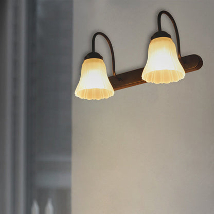 Frendorf | Frosted Textured Glass Zwarte Wand Sconces Verlichting Flared 2-Licht Industrieel Licht Armatuur