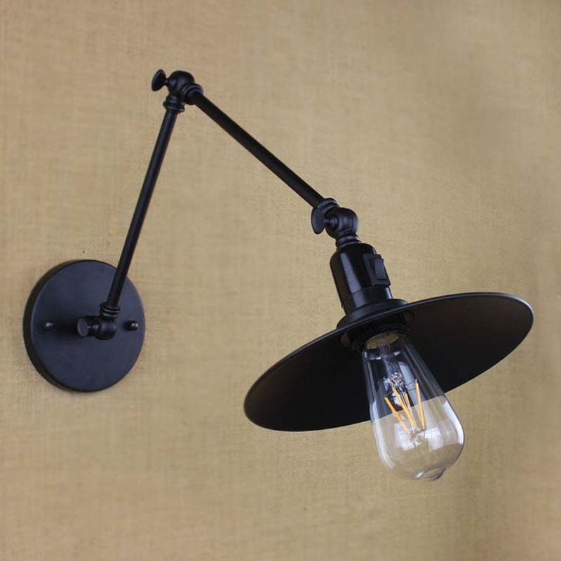 Frendorf | Metalen Zwarte/Witte Wandlamp Swingarm 1 Licht Woonkamer Wandlamp Lichtarmatuur met Schotelkap