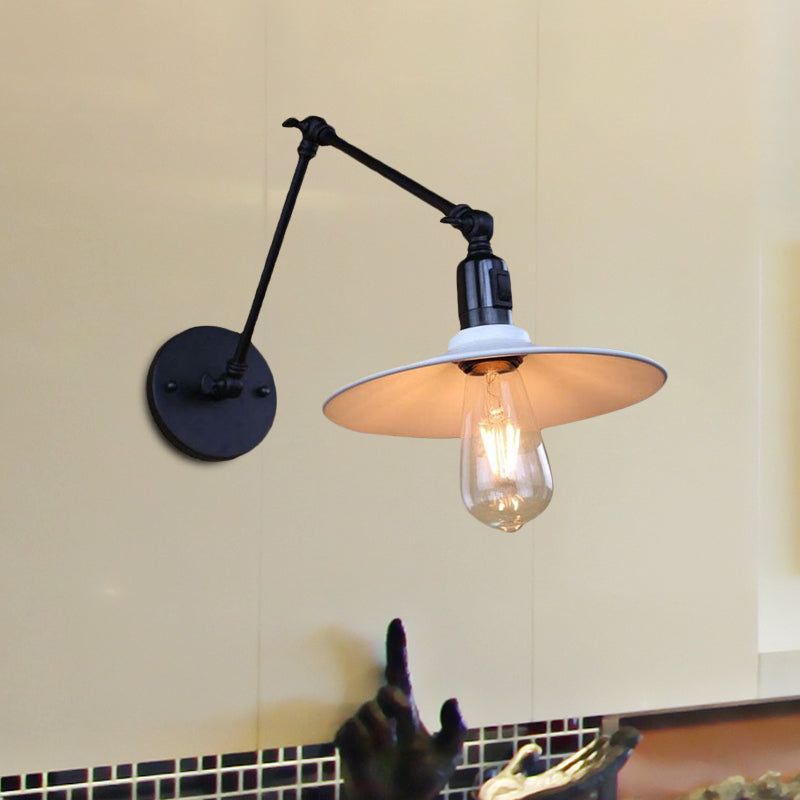 Frendorf | Metalen Zwarte/Witte Wandlamp Swingarm 1 Licht Woonkamer Wandlamp Lichtarmatuur met Schotelkap