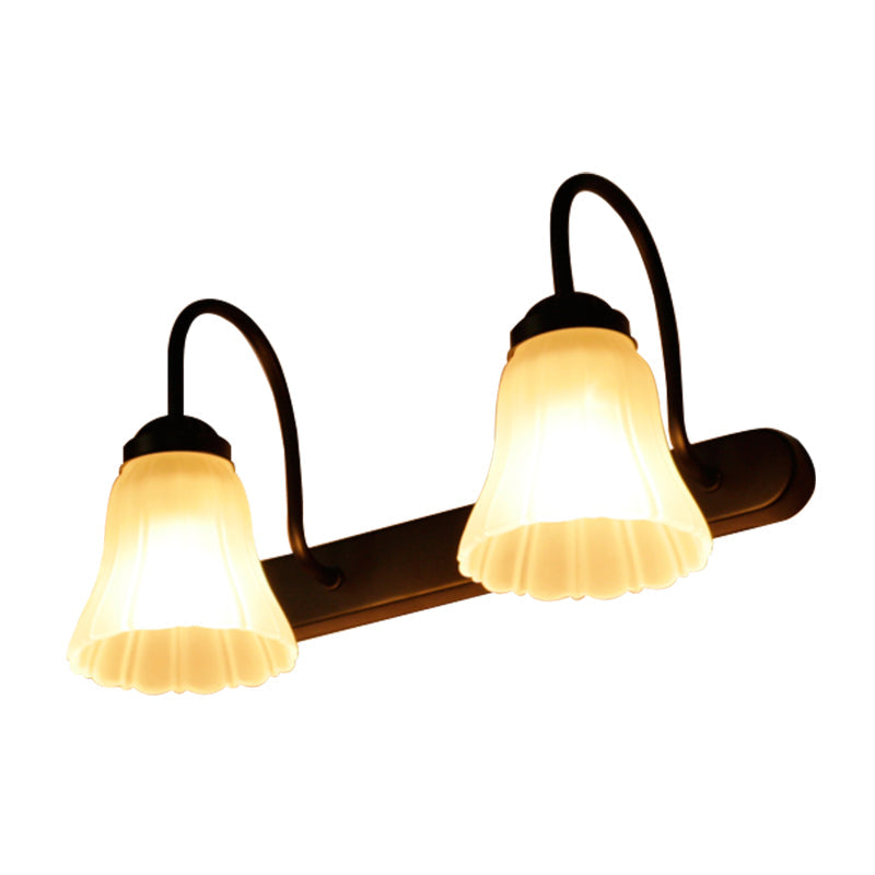 Frendorf | Frosted Textured Glass Zwarte Wand Sconces Verlichting Flared 2-Licht Industrieel Licht Armatuur