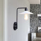 Frendorf | Schwarz/Weiß Flare Wandlampe Vintage Rustik Eisen 1 Glühbirne Wohnzimmer Wandlicht mit Winkelarm