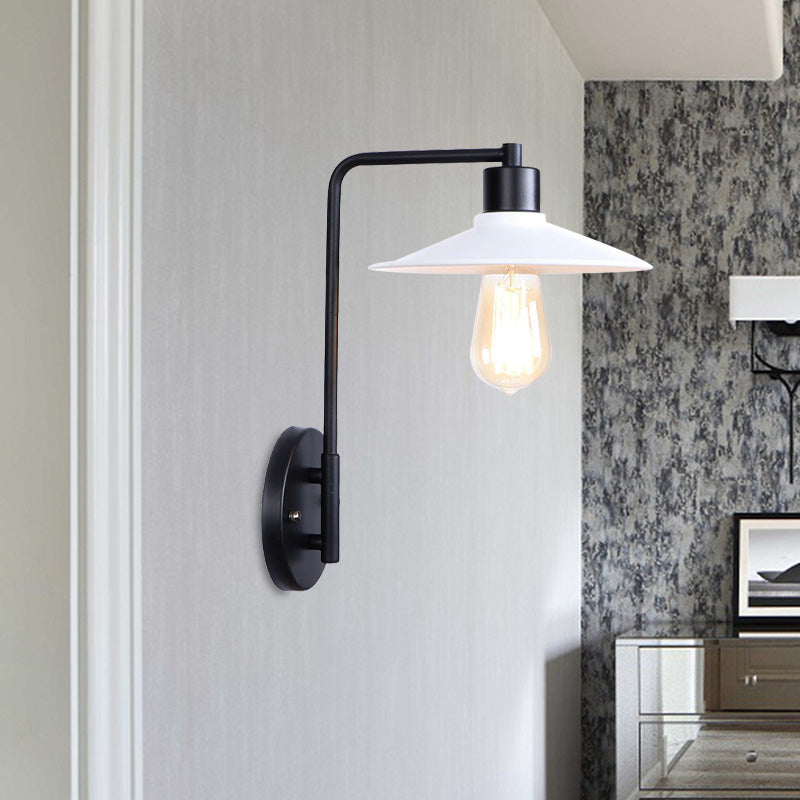 Frendorf | Schwarz/Weiß Flare Wandlampe Vintage Rustik Eisen 1 Glühbirne Wohnzimmer Wandlicht mit Winkelarm