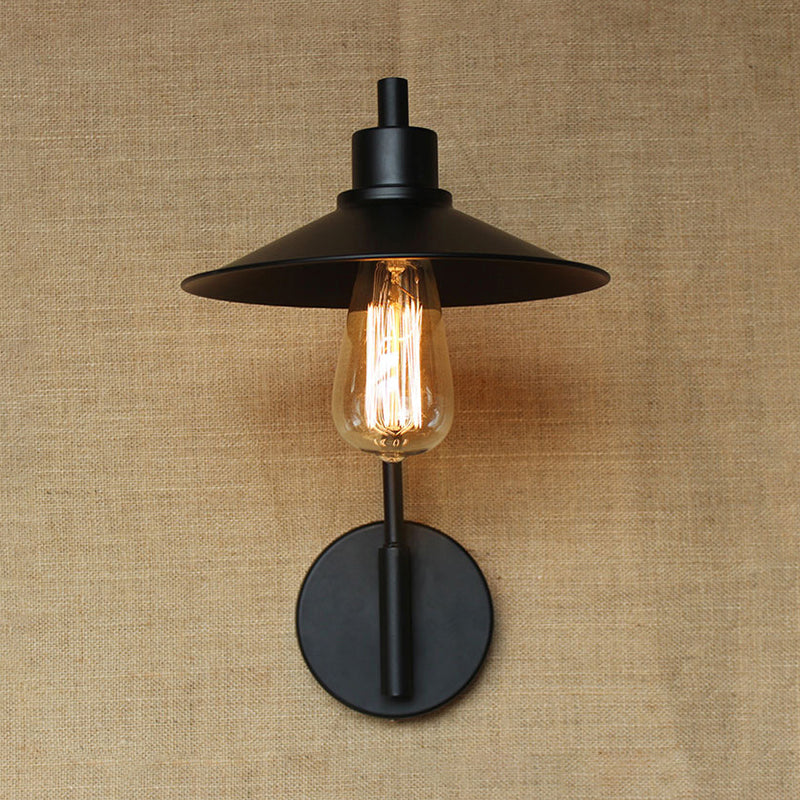 Frendorf | Schwarz/Weiß Flare Wandlampe Vintage Rustik Eisen 1 Glühbirne Wohnzimmer Wandlicht mit Winkelarm
