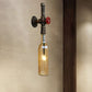 Frendorf | Glas wijnfles muurverlichting rustiek industrieel 1 licht restaurant blauw/doorzichtig wandlamp licht met rode klep