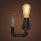 Frendorf | Schwarze Wasserrohr-Wandleuchte Industrielles Metall 1 Licht Wohnzimmer Mini Wandleuchte mit Druckmesser/Armatur Dekoration