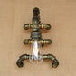 Frendorf | Expose Bulb Badwandverlichting Steampunk IJzer 1 Licht Antiek Messing Wandlamp met Gebogen Pijp