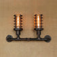 Frendorf | Steampunk Stil Zylinder Wandlampe mit Drahtgestell 2 Köpfen Eisen Wandleuchte in Gealtertem Bronze für Wohnzimmer