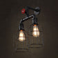 Frendorf | Doppelt Gekäfigte Eisen Wandlampe mit Ventilrad Industrielle 2 Lichter Flur Wandlicht Fixture in Schwarz