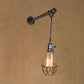 Frendorf | 1 Kopf Eisen Wandlampe Rustikaler Stil Antikes Messing Käfigschatten Esszimmer Wandleuchte mit Rohr