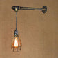 Frendorf | 1 Kopf Eisen Wandlampe Rustikaler Stil Antikes Messing Käfigschatten Esszimmer Wandleuchte mit Rohr